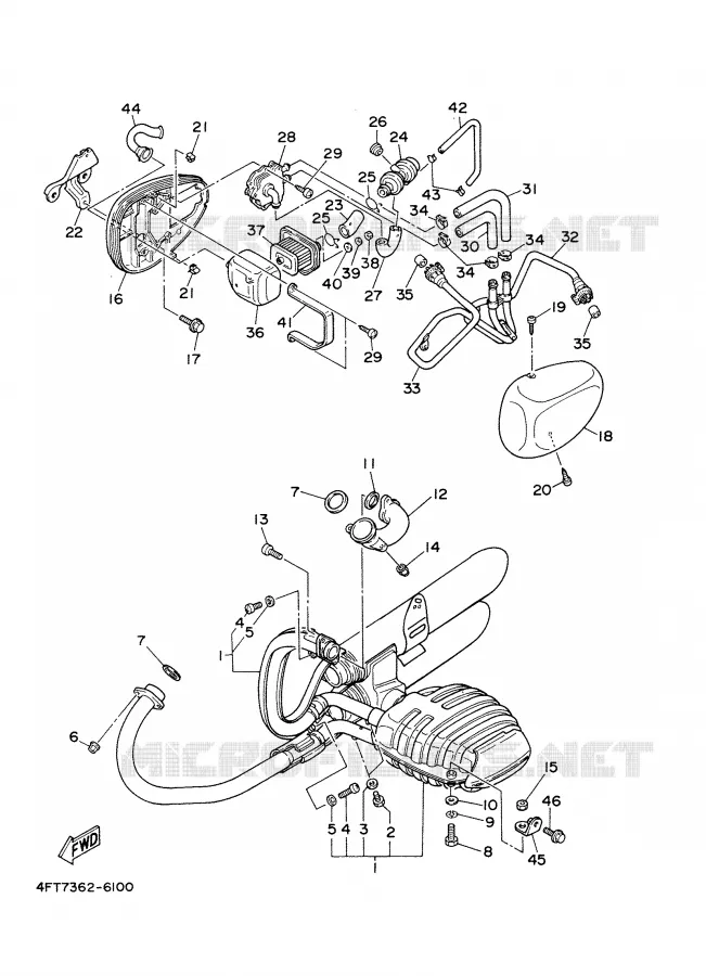 ECHAPPEMENT Yamaha MOTO 535 2000 VIRAGO  XV535
