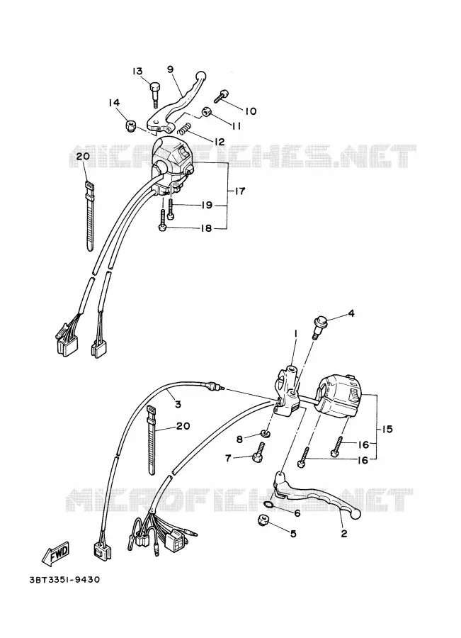 COMMODO / LEVIER Yamaha MOTO 535 2000 VIRAGO  XV535