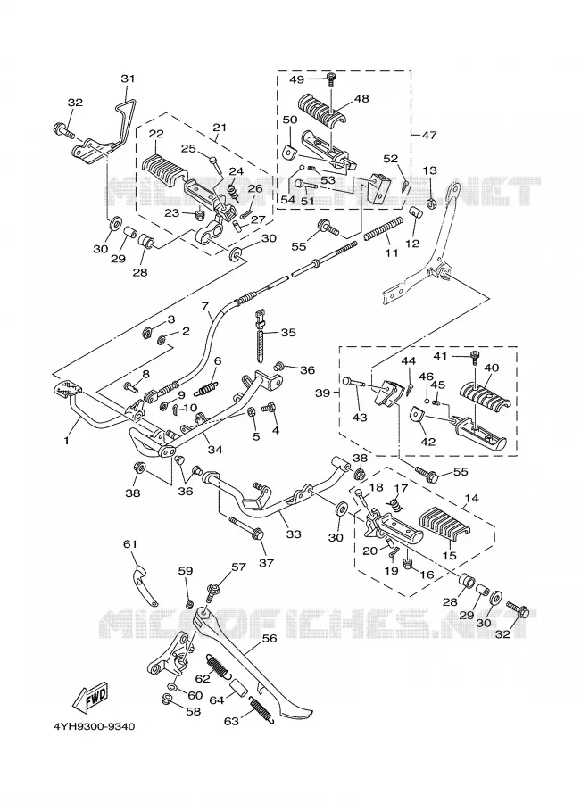 SUPPORT / REPOSE PIEDS Yamaha MOTO 535 2000 VIRAGO  XV535
