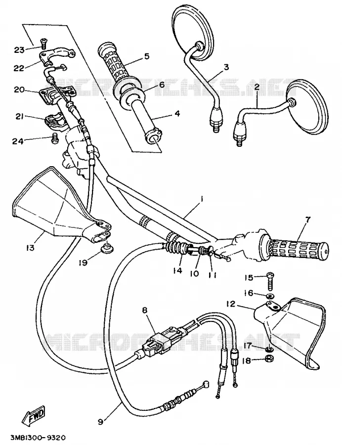 GUIDON ET CABLES Yamaha MOTO 125 1989 DTE  DT125E