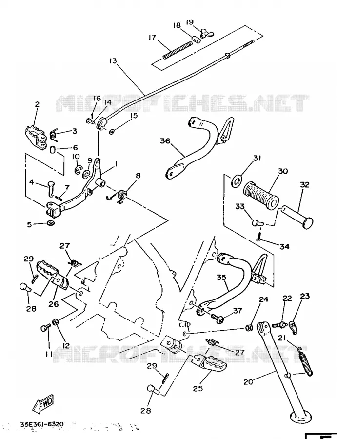 SUPPORT / REPOSE PIEDS Yamaha MOTO 125 1986 DTLC  DT125LC