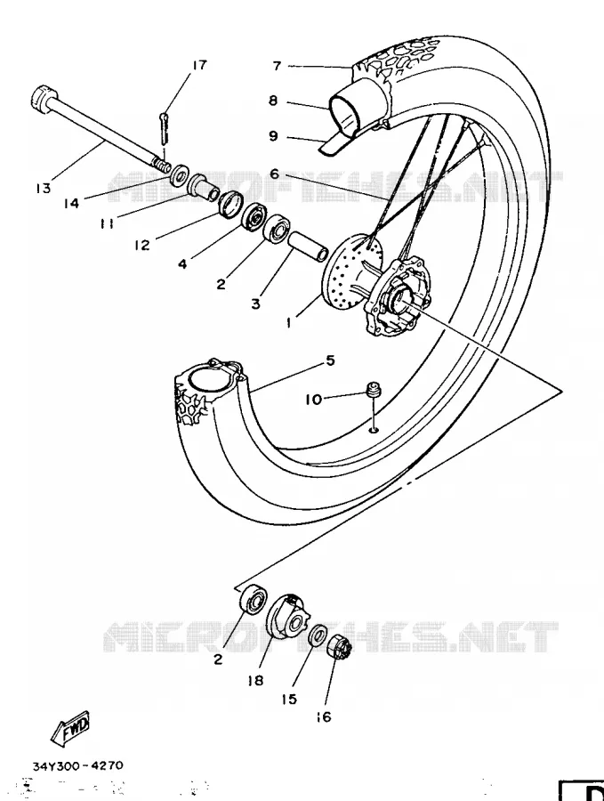 ROUE AVANT Yamaha MOTO 125 1987 DTLC  DT125LC