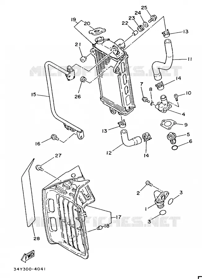 RADIATEUR / DURITES Yamaha MOTO 125 1987 DTLC  DT125LC