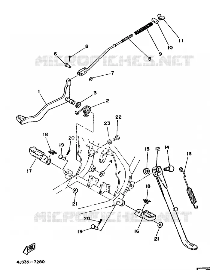 SUPPORT / REPOSE PIEDS Yamaha MOTO 125 1989 DTMX  DT125MX