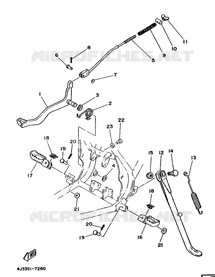 SUPPORT / REPOSE PIEDS Yamaha MOTO 125 1991 DTMX  DT125MX
