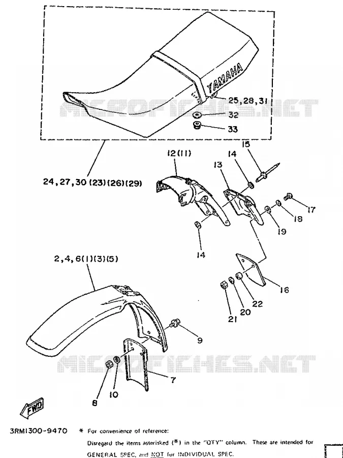 PIÈCES OPTIONNELLES - PARTIE CYCLE Yamaha MOTO 125 1989 DTR  DT125R