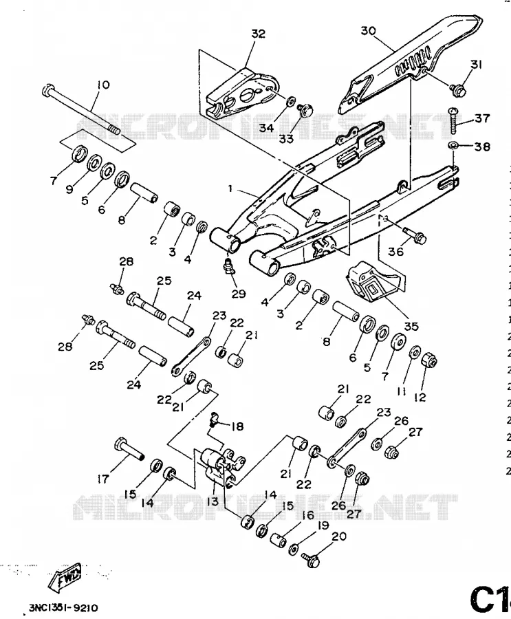 BRAS ARRIERE Yamaha MOTO 125 1990 DTR  DT125R