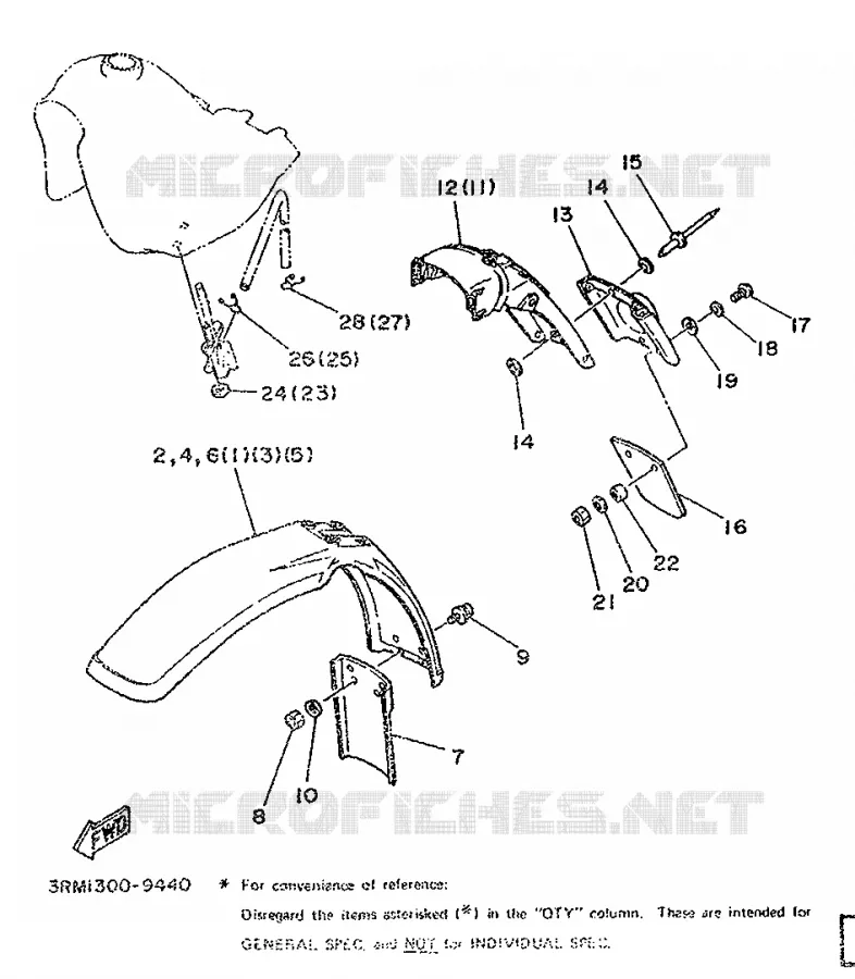 PIÈCES OPTIONNELLES - PARTIE CYCLE Yamaha MOTO 125 1991 DTR  DT125R