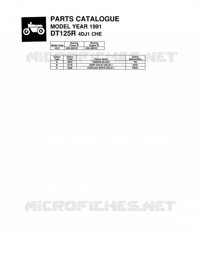 * CATALOG PREFACE * Yamaha MOTO 125 1991 DTR  DT125R