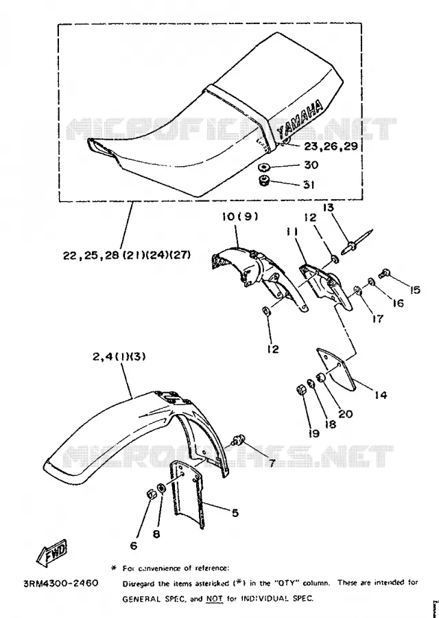 PIÈCES OPTIONNELLES - PARTIE CYCLE Yamaha MOTO 125 1992 DTR  DT125R