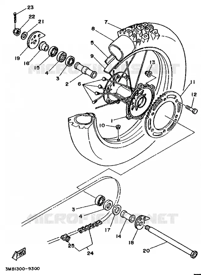 ROUE ARRIERE Yamaha MOTO 125 1993 DTR  DT125R