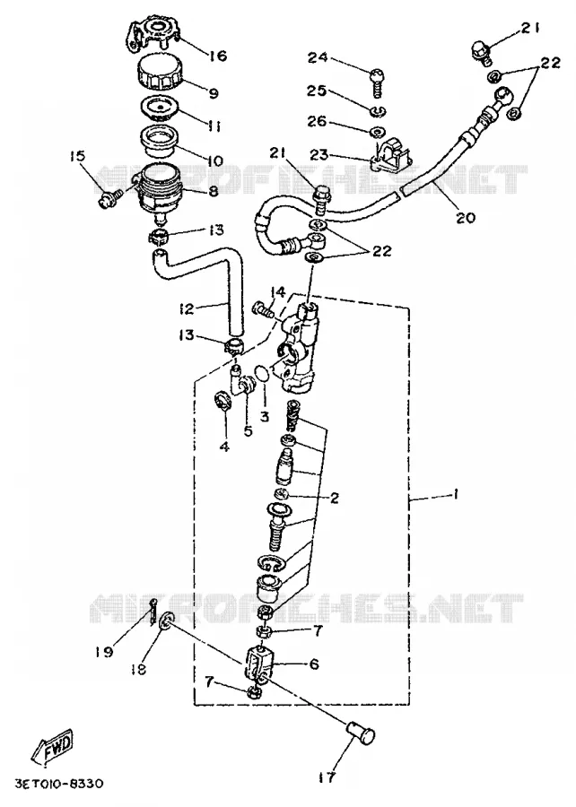 MAITRE CYLINDRE DE FREIN ARRIERE Yamaha MOTO 125 1993 DTR  DT125R