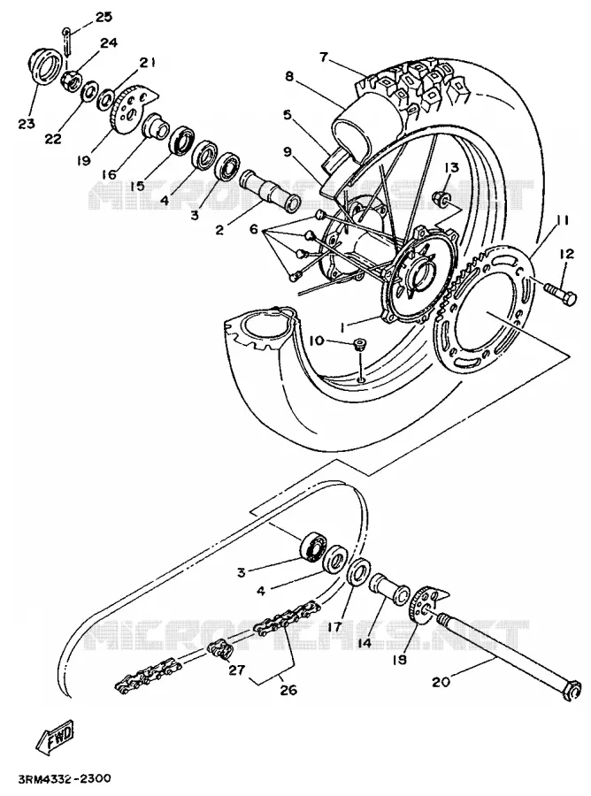 ROUE ARRIERE Yamaha MOTO 125 1995 DTR  DT125R