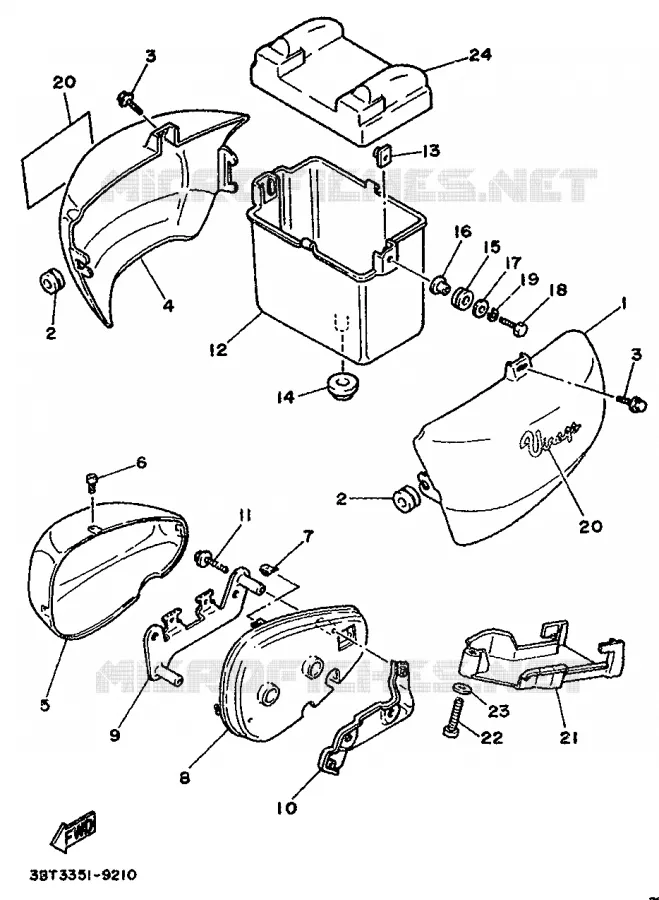 COUVERCLE LATERAL Yamaha MOTO 535 1993 VIRAGO  XV535 (FLAT)