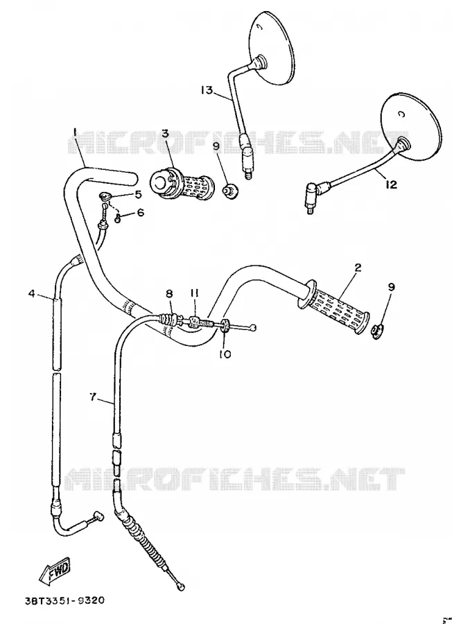 GUIDON ET CABLES - GUIDON HAUT Yamaha MOTO 535 1989 VIRAGO 34KW  XV535H (34.0KW)