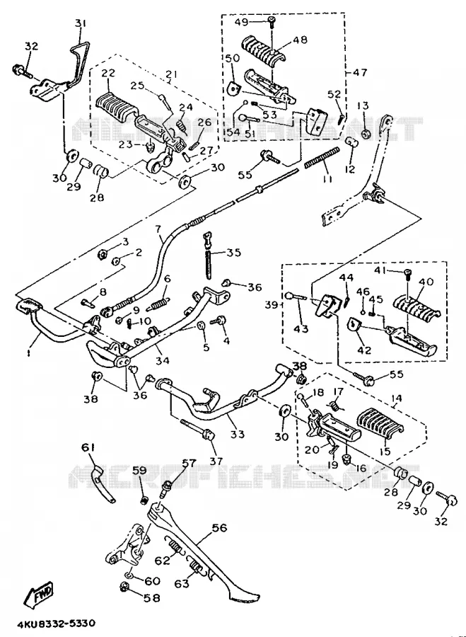 SUPPORT / REPOSE PIEDS Yamaha MOTO 535 1995 VIRAGO  XV535S