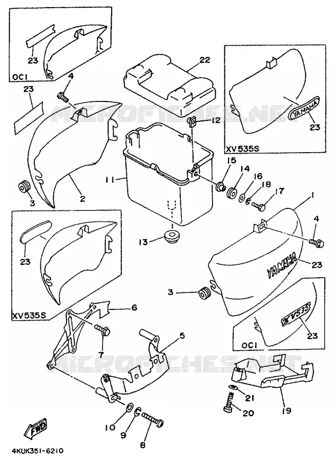 COUVERCLE LATERAL Yamaha MOTO 535 1996 VIRAGO  XV535S