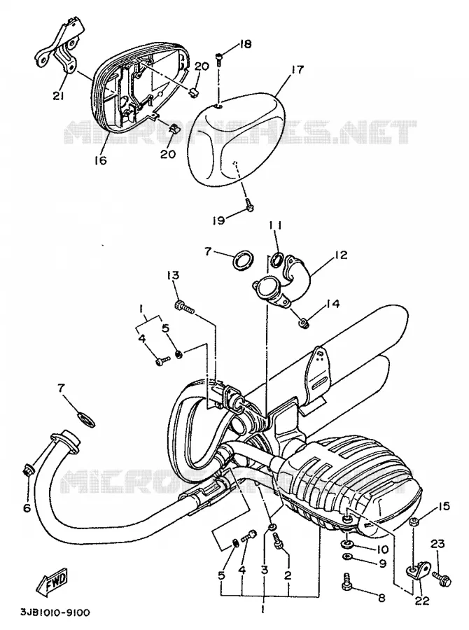 ECHAPPEMENT Yamaha MOTO 535 1997 VIRAGO  XV535S