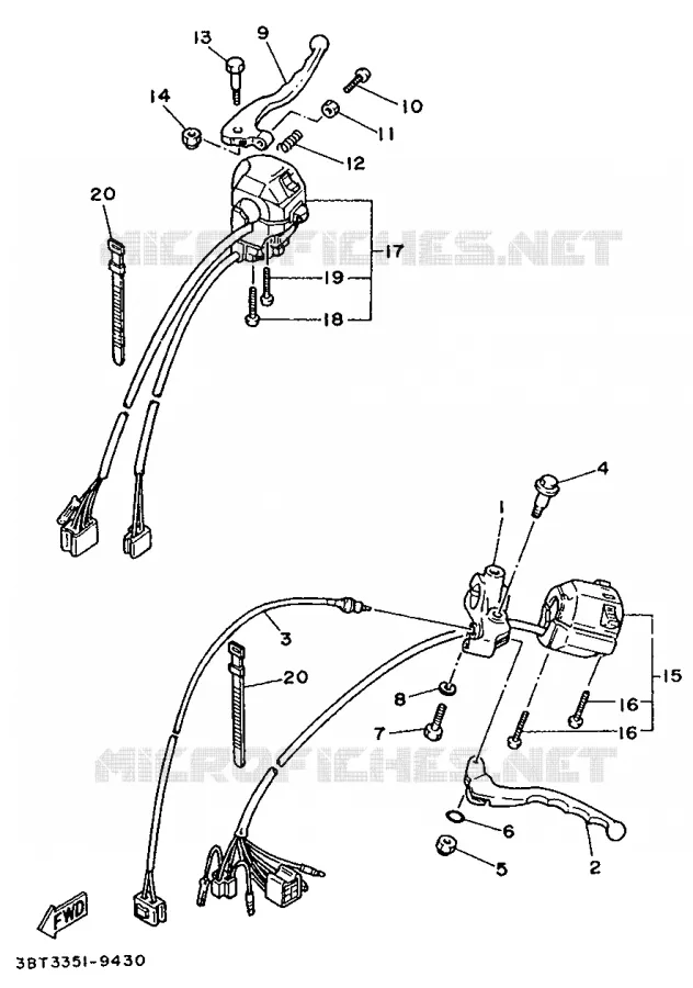 COMMODO / LEVIER - GUIDON HAUT Yamaha MOTO 535 1997 VIRAGO  XV535S