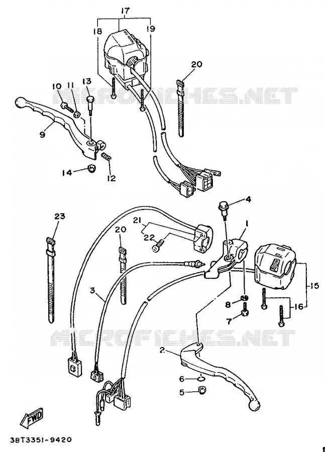 COMMODO / LEVIER - GUIDON PLAT Yamaha MOTO 535 1997 VIRAGO  XV535S