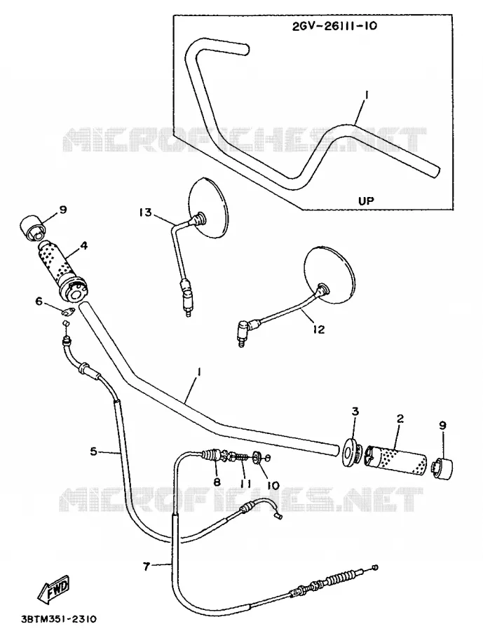 GUIDON ET CABLES Yamaha MOTO 535 1994 VIRAGO  XV535S (FLAT)