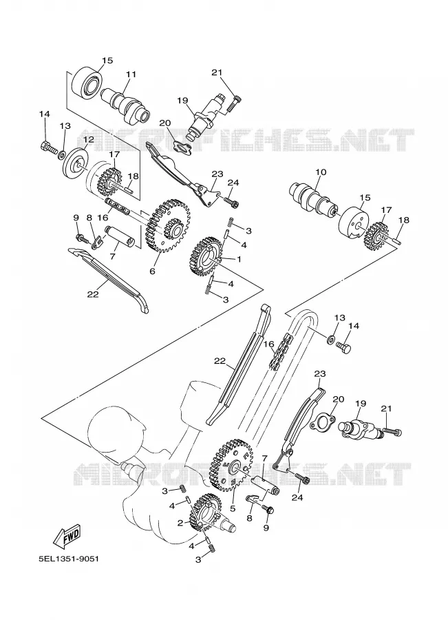 ARBRE A CAMES / CHAINE DE DISTRIBUTION Yamaha MOTO 1100 2000 DRAGSTAR  XVS1100
