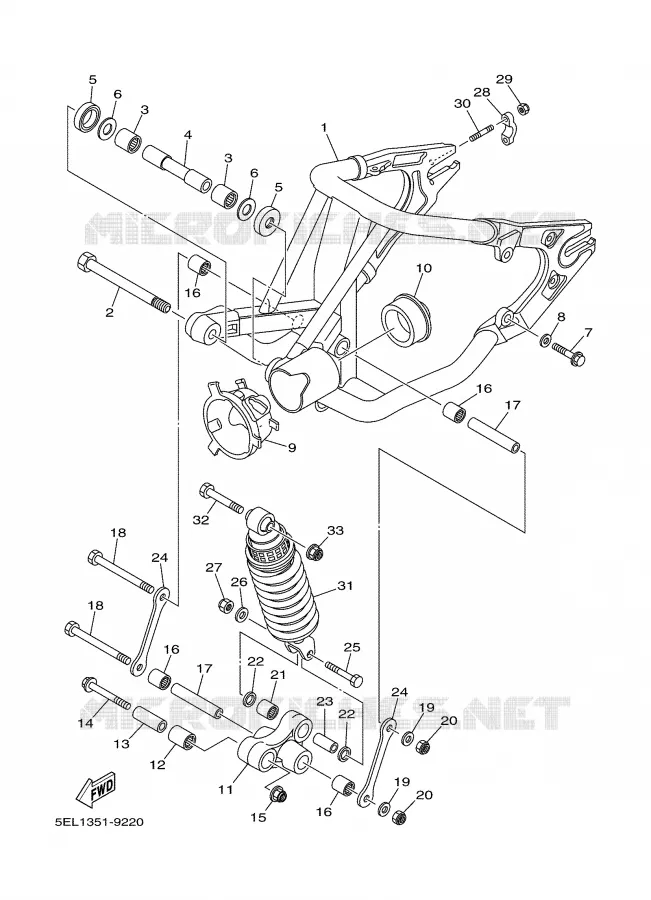 BRAS OSCILLANT / AMORTISSEUR Yamaha MOTO 1100 2000 DRAGSTAR  XVS1100