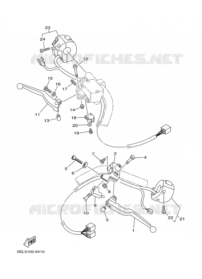 COMMODO / LEVIER Yamaha MOTO 1100 2001 DRAGSTAR  XVS1100