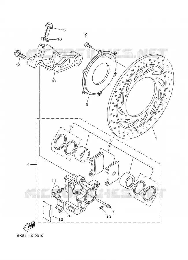 ETRIER DE FREIN ARRIERE Yamaha MOTO 1100 2000 DRAGSTAR  XVS1100A