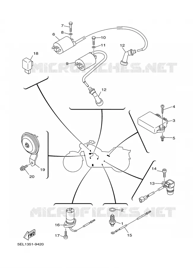 PARTIE ELECTRIQUE 1 Yamaha MOTO 1100 2000 DRAGSTAR  XVS1100A