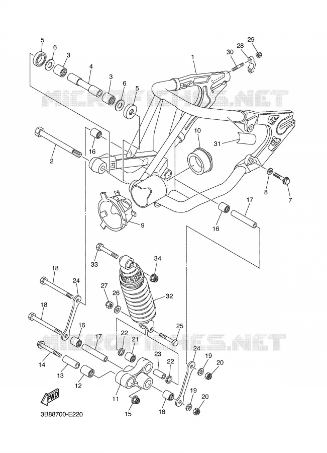 BRAS OSCILLANT / AMORTISSEUR Yamaha MOTO 1100 2006 DRAGSTAR  XVS1100A