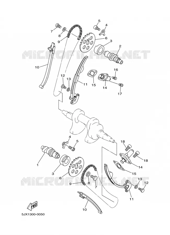ARBRE A CAMES / CHAINE DE DISTRIBUTION Yamaha MOTO 125 2002 DRAGSTAR  XVS125