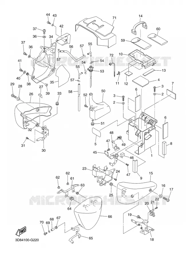 COUVERCLE LATERAL Yamaha MOTO 1300 2008 MIDNIGHT STAR  XVS1300A MIDNIGHT STAR