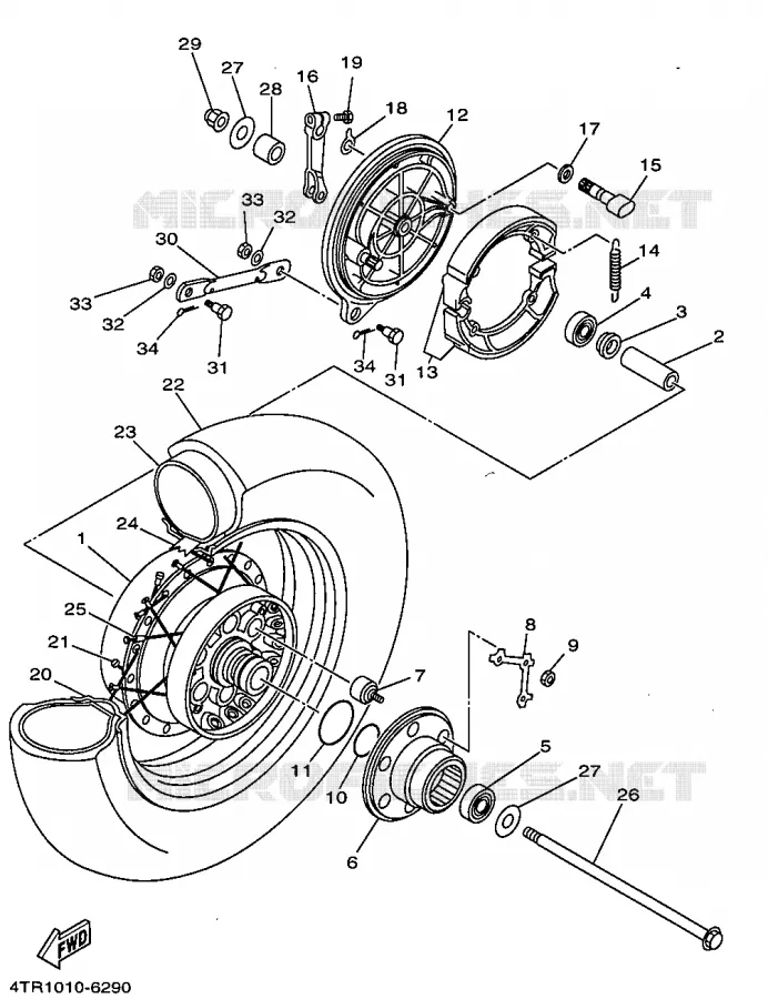 ROUE ARRIERE Yamaha MOTO 650 1997 DRAGSTAR  XVS650