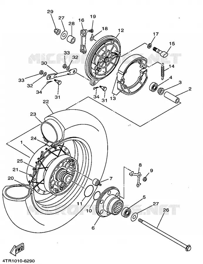 ROUE ARRIERE Yamaha MOTO 650 1997 DRAGSTAR  XVS650