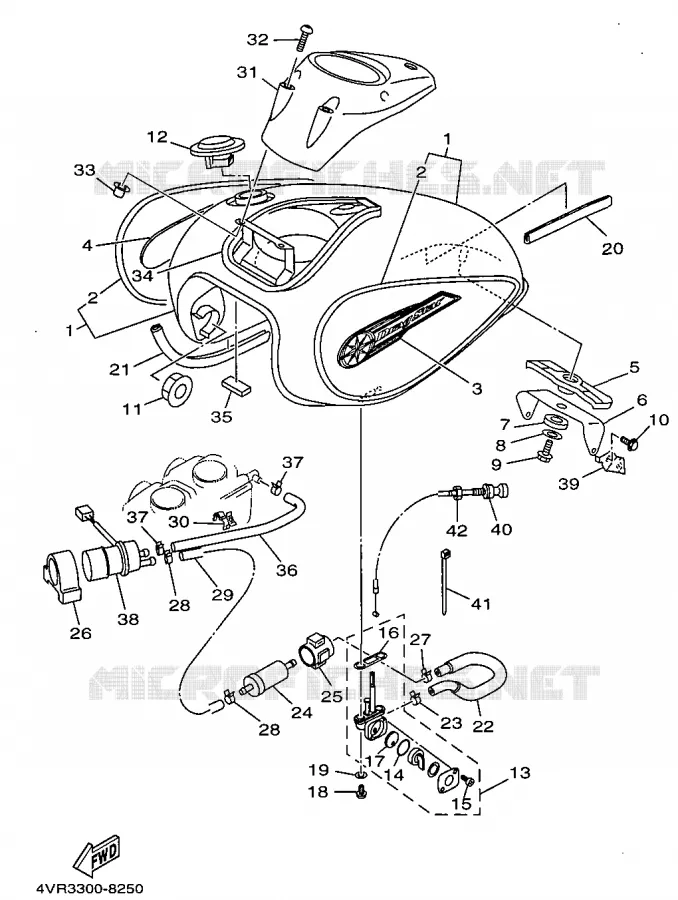 RESERVOIR A ESSENCE Yamaha MOTO 650 1998 DRAGSTAR  XVS650
