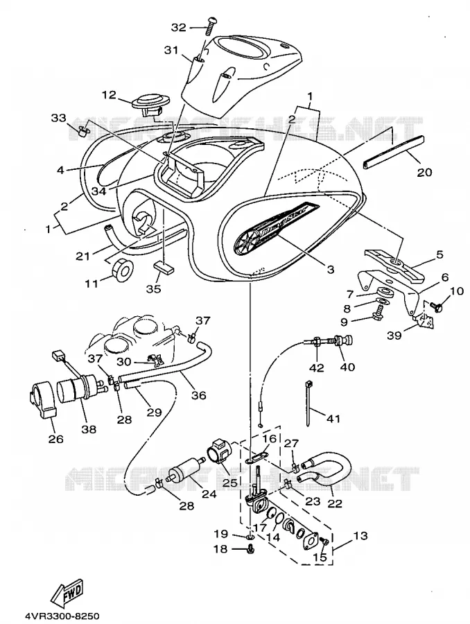 RESERVOIR A ESSENCE Yamaha MOTO 650 1998 DRAGSTAR  XVS650