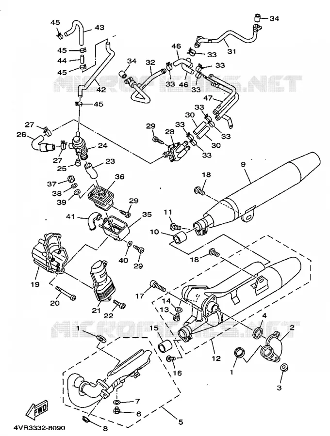 ECHAPPEMENT Yamaha MOTO 650 1998 DRAGSTAR  XVS650