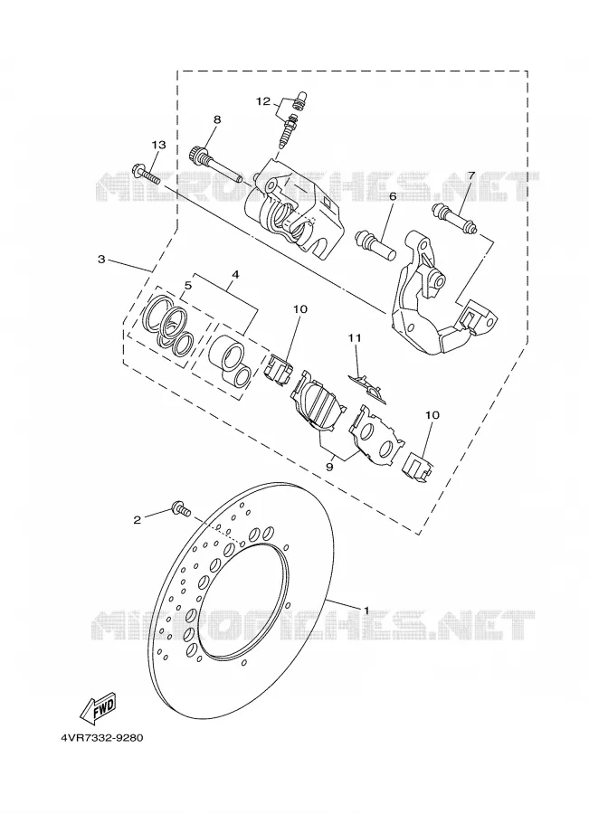 ETRIER DE FREIN AVANT Yamaha MOTO 650 2000 DRAGSTAR  XVS650