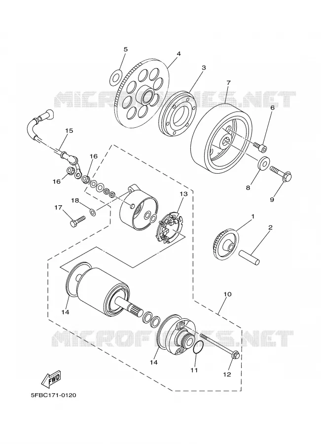 EMBRAYAGE DE DEMARREUR Yamaha MOTO 650 2001 DRAGSTAR  XVS650