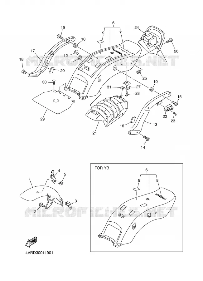 GARDE BOUE Yamaha MOTO 650 2001 DRAGSTAR  XVS650