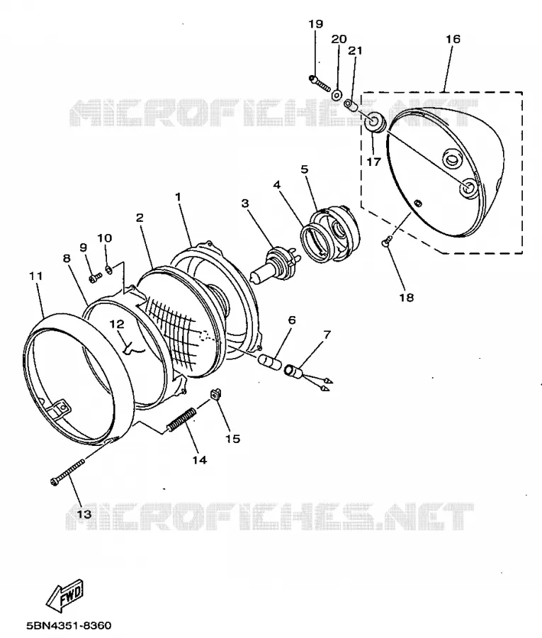 PHARE  Yamaha MOTO 650 1998 DRAGSTAR  XVS650A