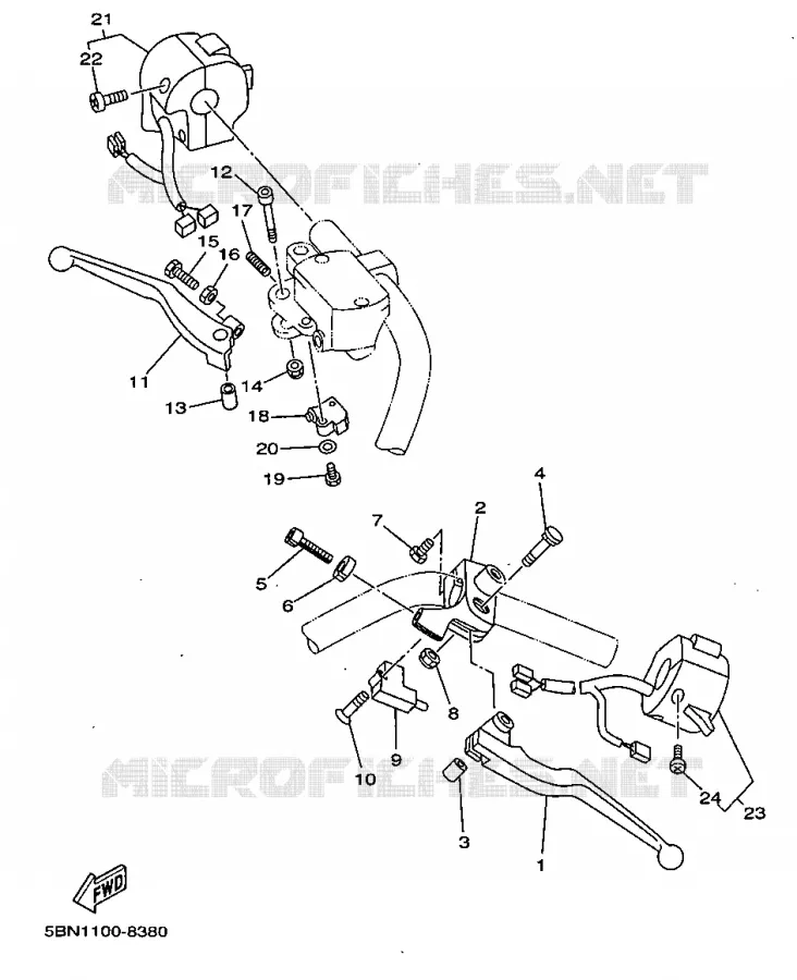 COMMODO / LEVIER Yamaha MOTO 650 1998 DRAGSTAR  XVS650A
