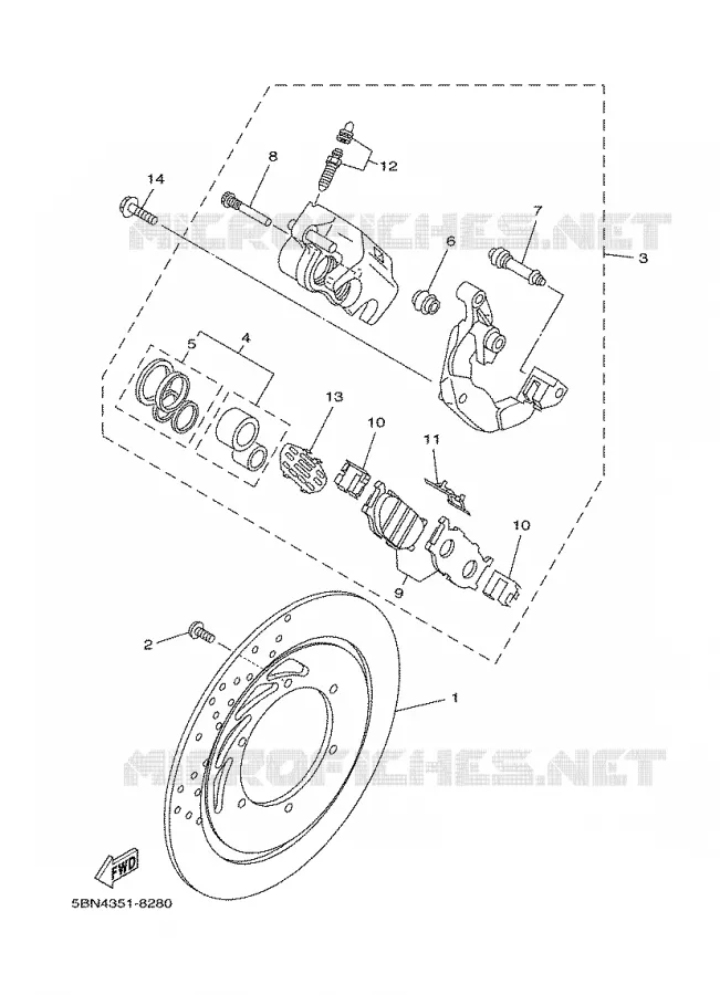 ETRIER DE FREIN AVANT Yamaha MOTO 650 2000 DRAGSTAR  XVS650A