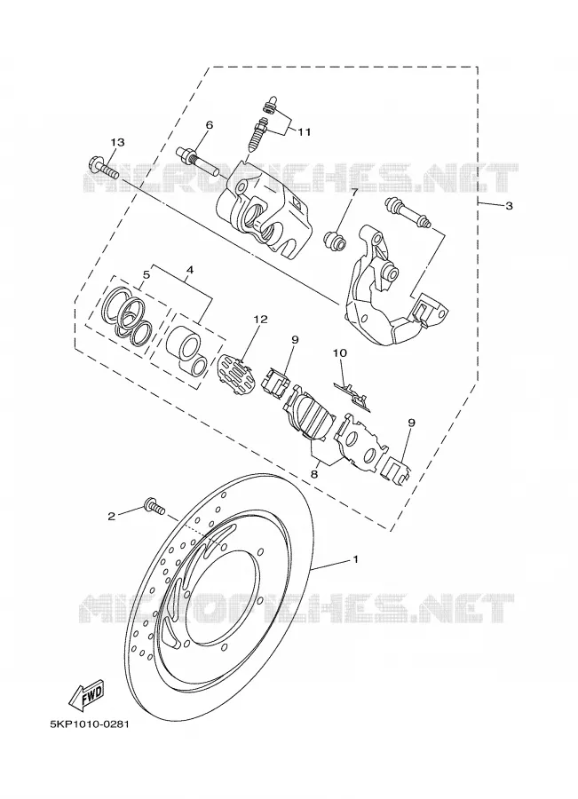 ETRIER DE FREIN AVANT Yamaha MOTO 650 2002 DRAGSTAR  XVS650A