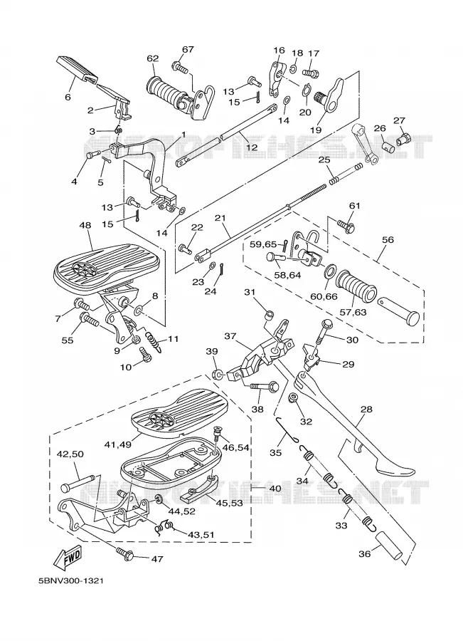 SUPPORT / REPOSE PIEDS Yamaha MOTO 650 2002 DRAGSTAR  XVS650A