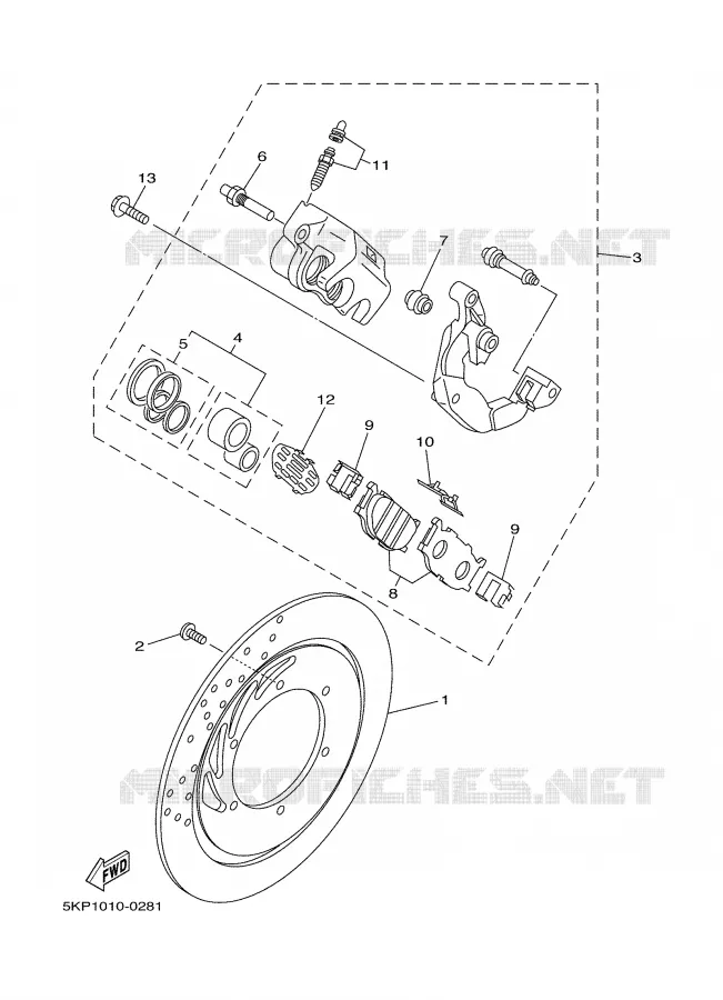 ETRIER DE FREIN AVANT Yamaha MOTO 650 2004 DRAGSTAR  XVS650A
