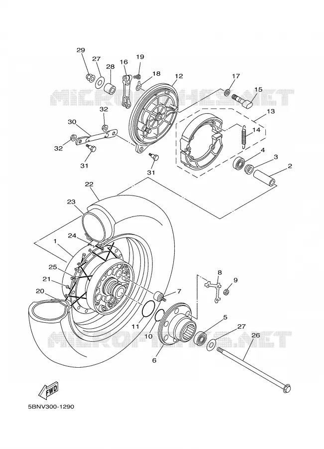 ROUE ARRIERE Yamaha MOTO 650 2004 DRAGSTAR  XVS650A