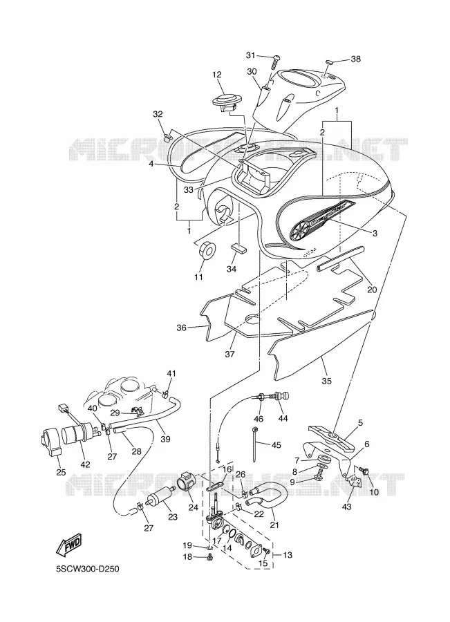 RESERVOIR A ESSENCE Yamaha MOTO 650 2005 DRAGSTAR  XVS650A