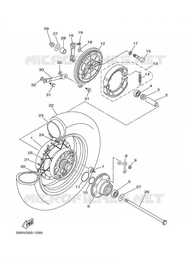 ROUE ARRIERE Yamaha MOTO 650 2005 DRAGSTAR  XVS650A